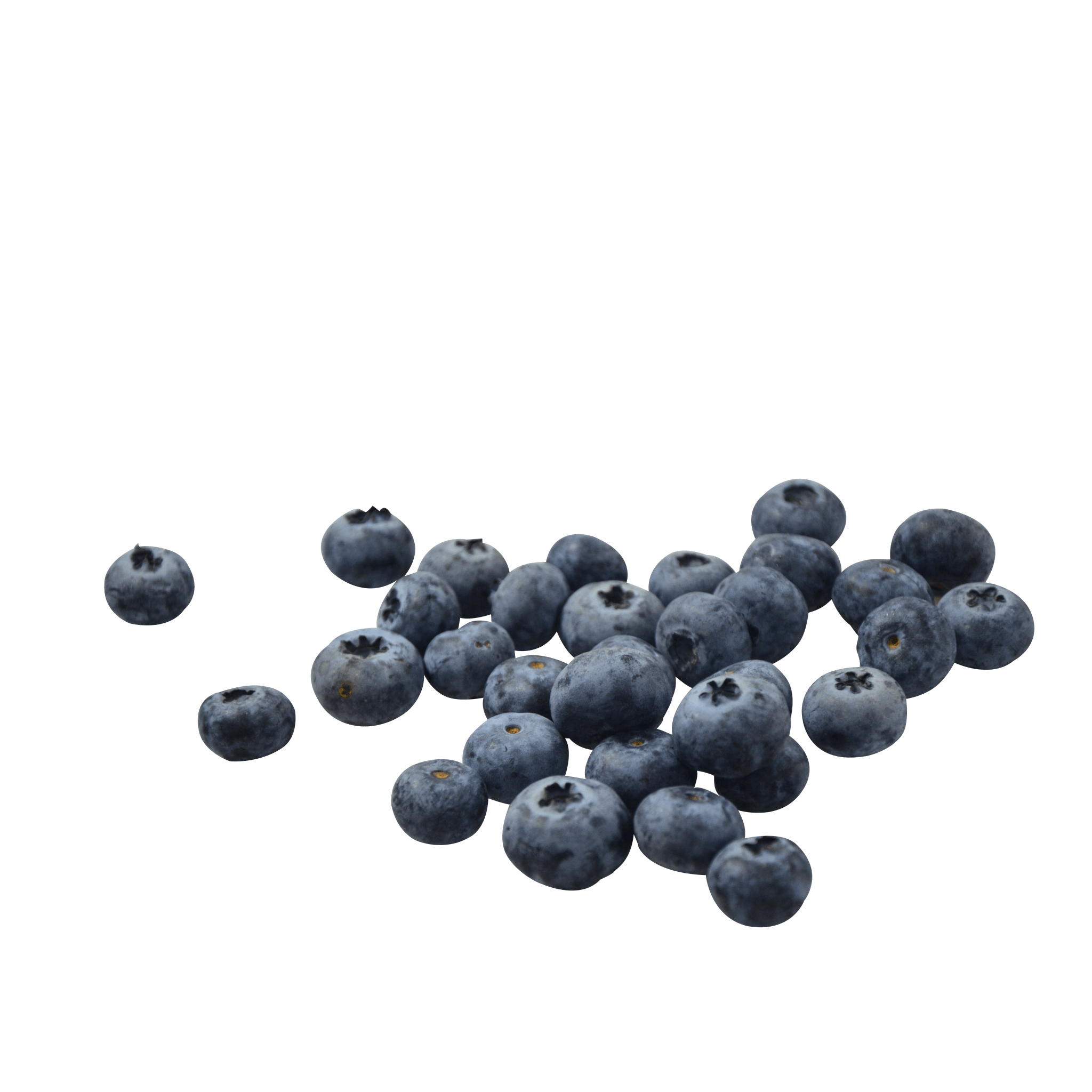 This is a picture of some blueberries with a transparent background