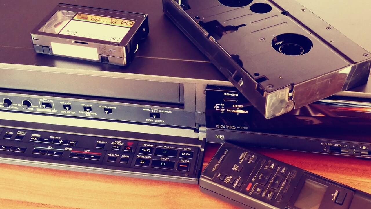 A VCR With Tapes & Remote